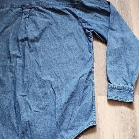 Rare VINTAGE Heineken Embroidered Denim Long Sleeve Cotton Button-Up Shirt Sz M - Picture 12 of 12